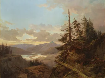Norwegische Landschaft im Licht des frühen Morgens, 1863